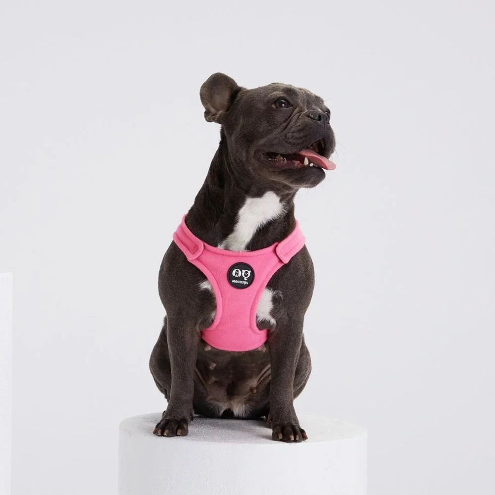 MOSHIQA Pink Padded Dog Cat Pet Harness Size XS M L Soft Buckle Checker Frenchie